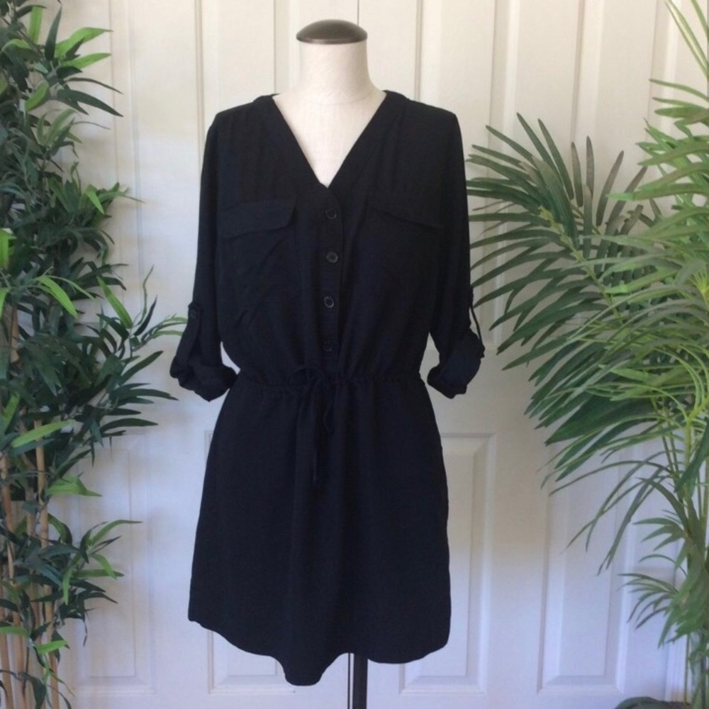 Max Studio Small Black Midi Shirt Dress